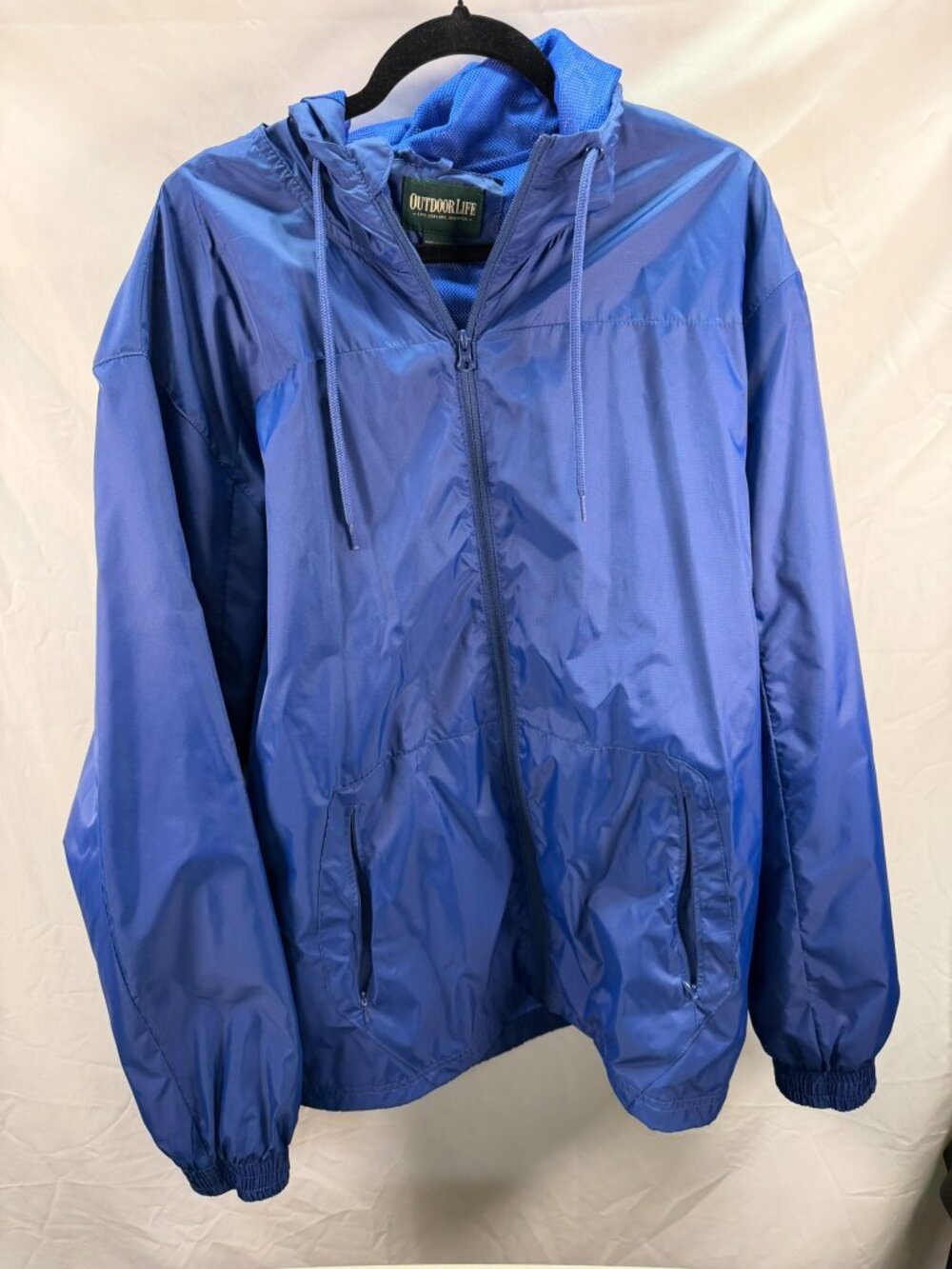 Outdoor Life Windbreaker Rain Jacket Mens Large Hooded Blue 3XL Full Zip